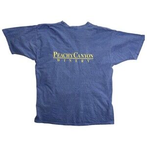 Vintage 90s Wine T Shirt XL Graphic Winery CA Peachy Canyon Blue Cotton USA Made